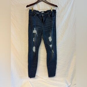 Cello Dark Blue Ripped Skinny Jeans